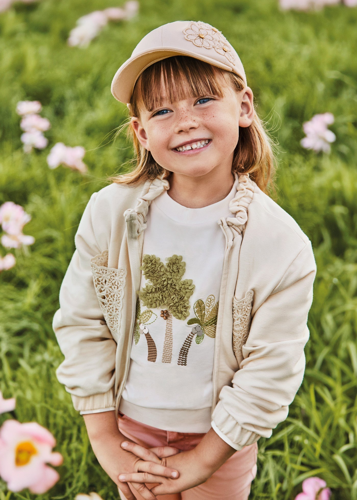 3476 - Hoodie for girl - Almond