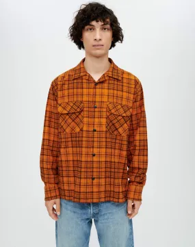 50s Plaid Straight Bottom Shirt - Marmalade Charcoal