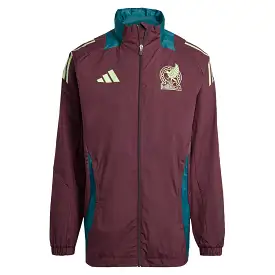 adidas Men's Mexico 2024 All Weather Raglan Hoodie Full-Zip Jacket Dark Burgundy