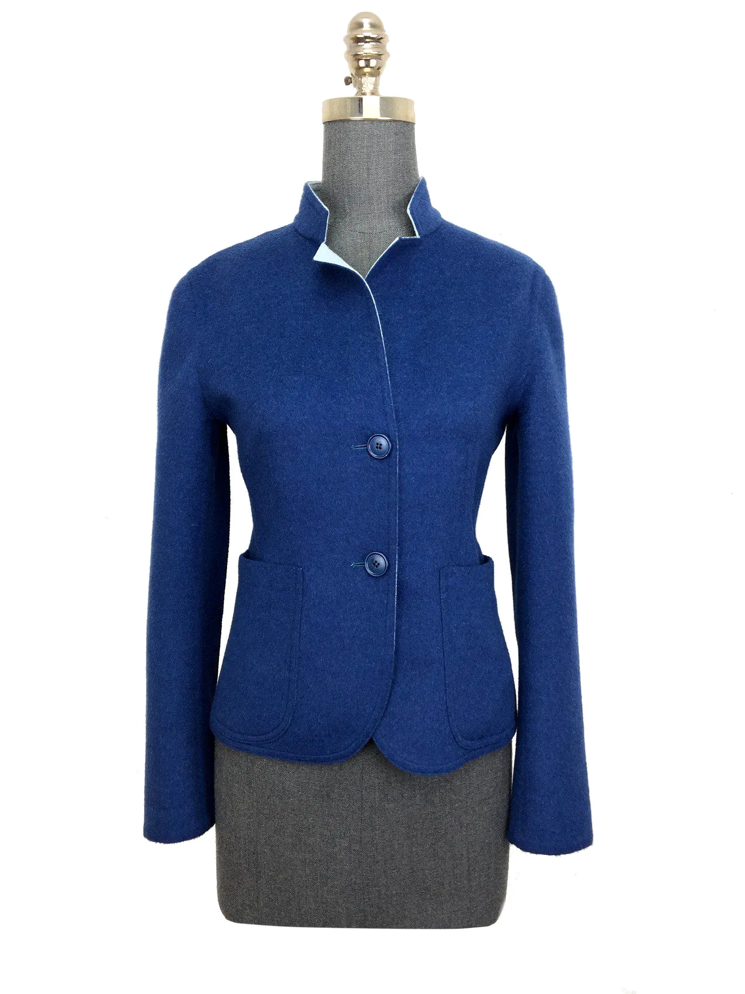 Akris Two-Tone Stretch-Wool Jacket Size S