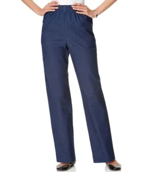 Alfred Dunner Petites Womens Smocked High Rise Trouser Pants