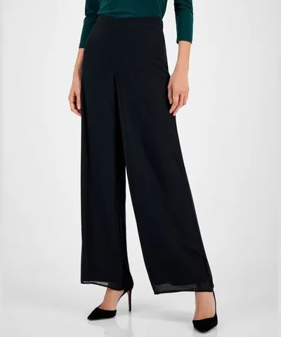 Anne Klein Women's High-Rise Pull-On Wide-Leg Pants