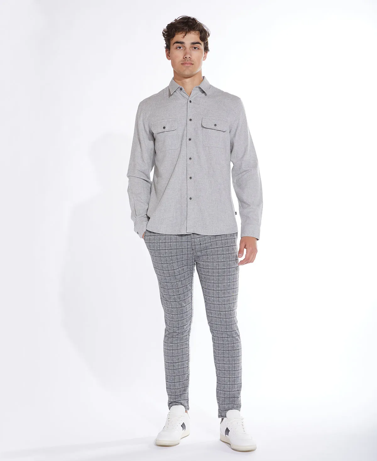 Belden Flannel Shirt (Heather Light Gray)