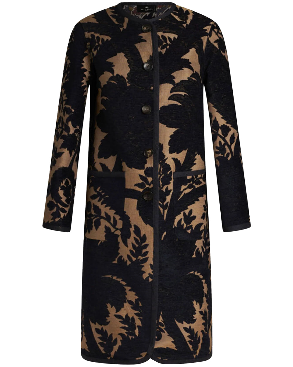 Black Palm Print Reversible Coat