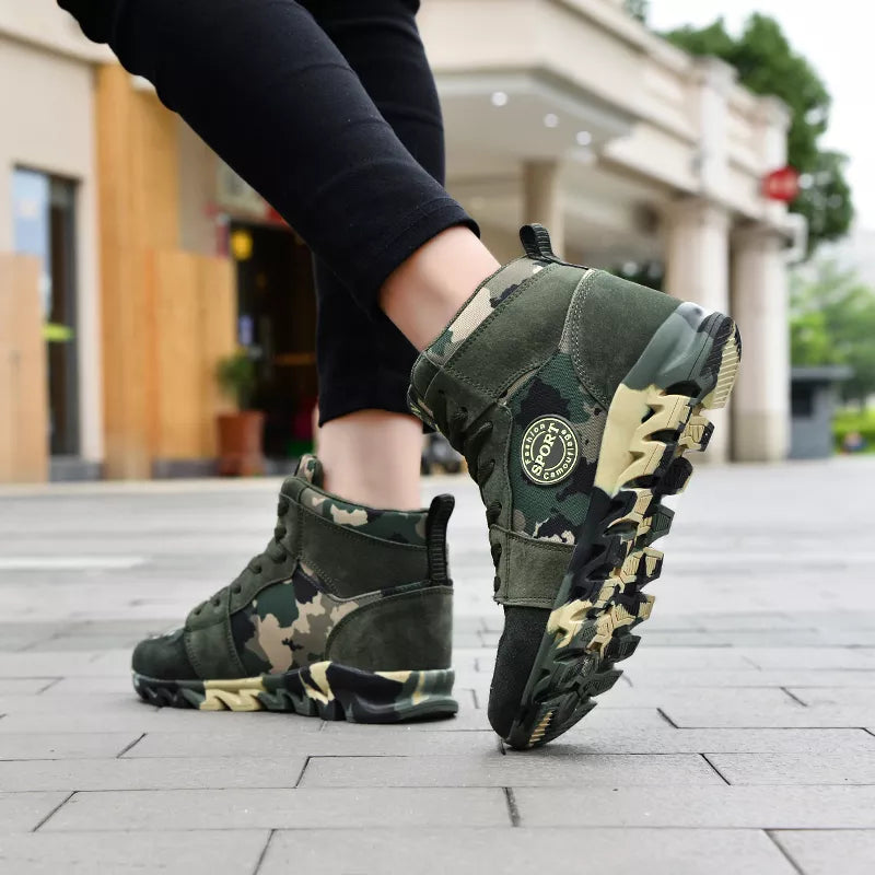 Blend in Style: Camouflage Sports Shoes for Ladies' Breathable and Casual Army Green Work Shoes