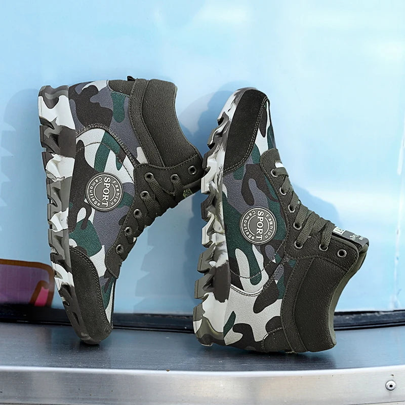 Blend in Style: Camouflage Sports Shoes for Ladies' Breathable and Casual Army Green Work Shoes