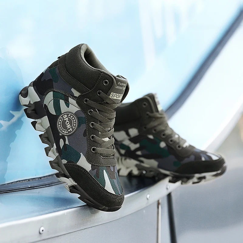 Blend in Style: Camouflage Sports Shoes for Ladies' Breathable and Casual Army Green Work Shoes