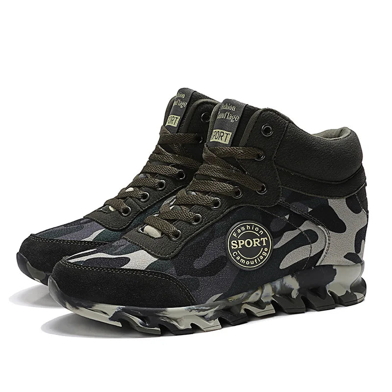 Blend in Style: Camouflage Sports Shoes for Ladies' Breathable and Casual Army Green Work Shoes