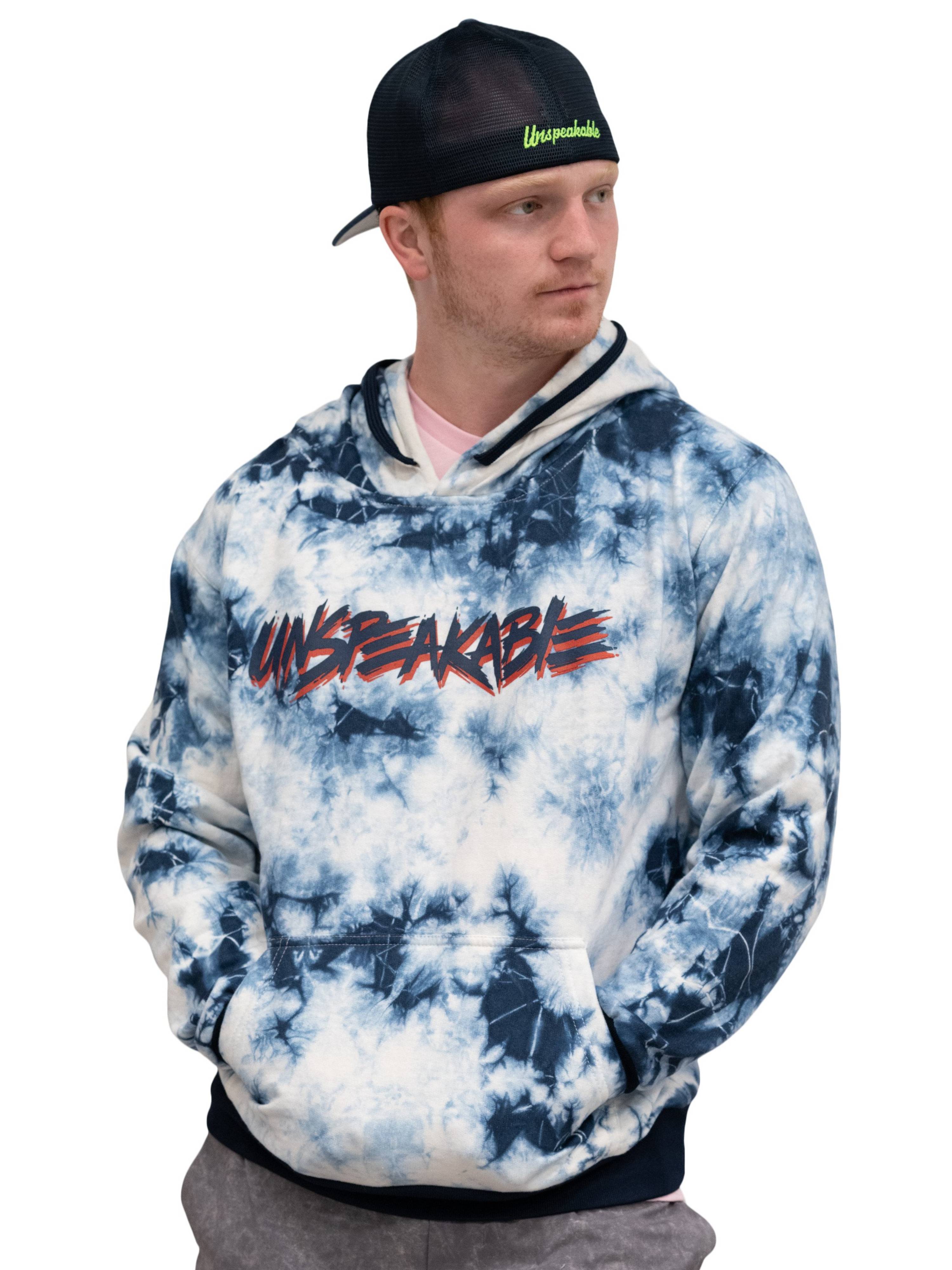 BLUE TIE DYE PULLOVER HOODIE