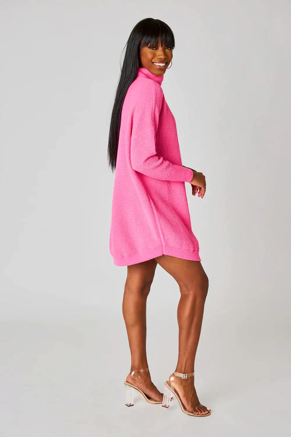 BUDDYLOVE MARA TURTLE NECK SHORT DRESS - SUNKISSED ROSE