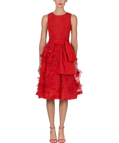 Carolina Herrera Embellished Silk A-Line Dress