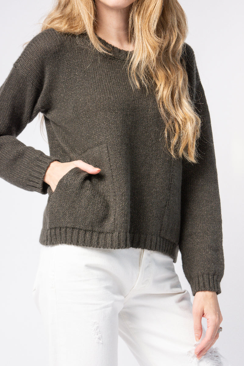 Cashmere Linen Sweater in Moss