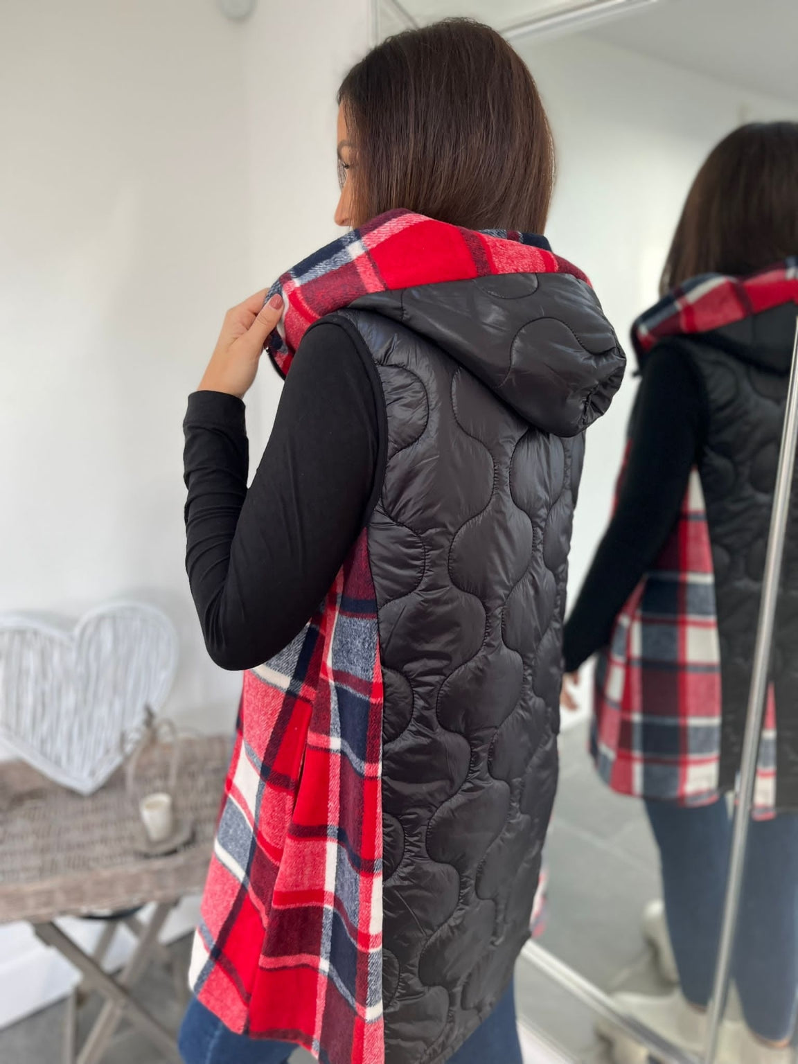 Checked Panel Quilted Gilet