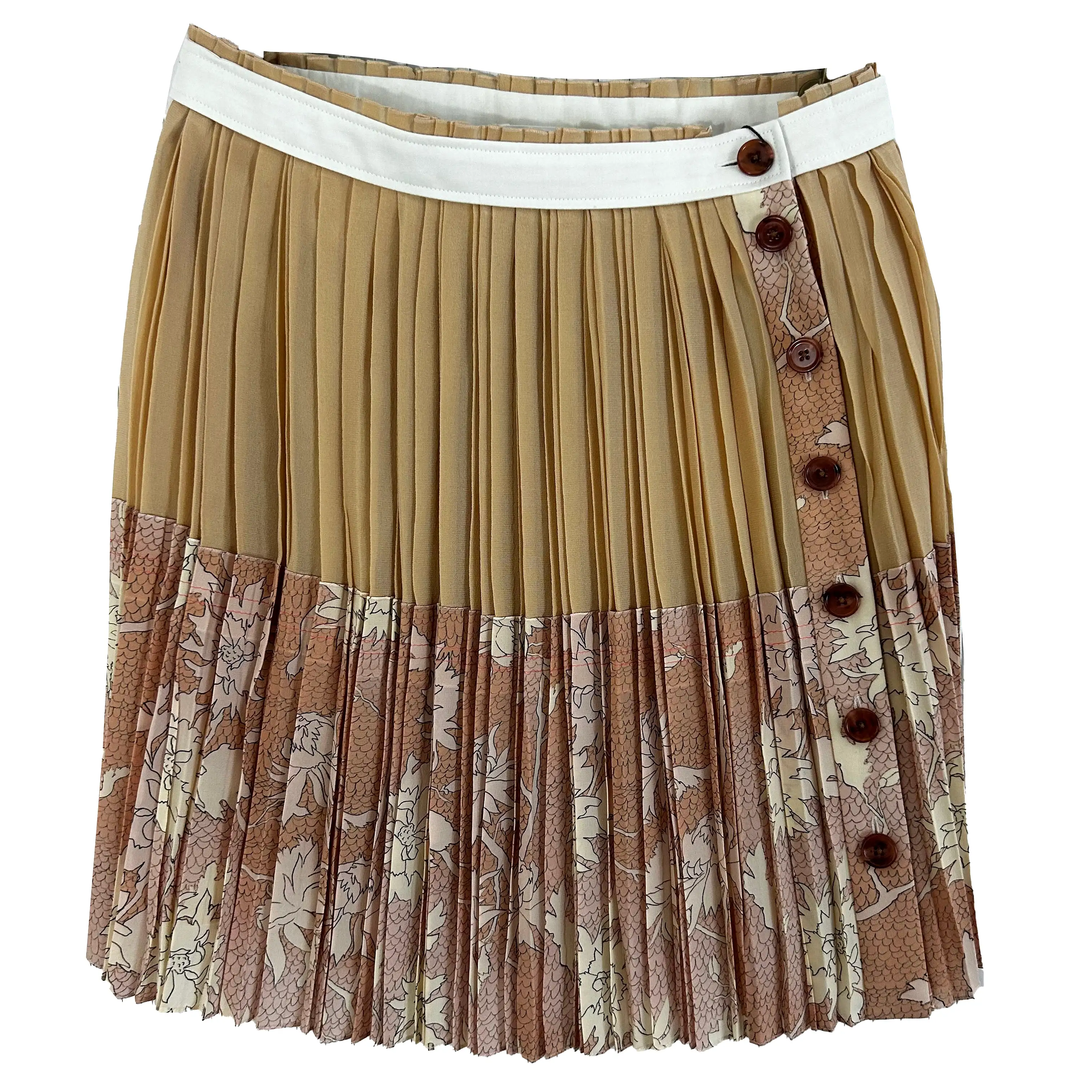 Chloe Brand New Cloudy Rose Silk Pleat Chiffon Mini Skirt XS