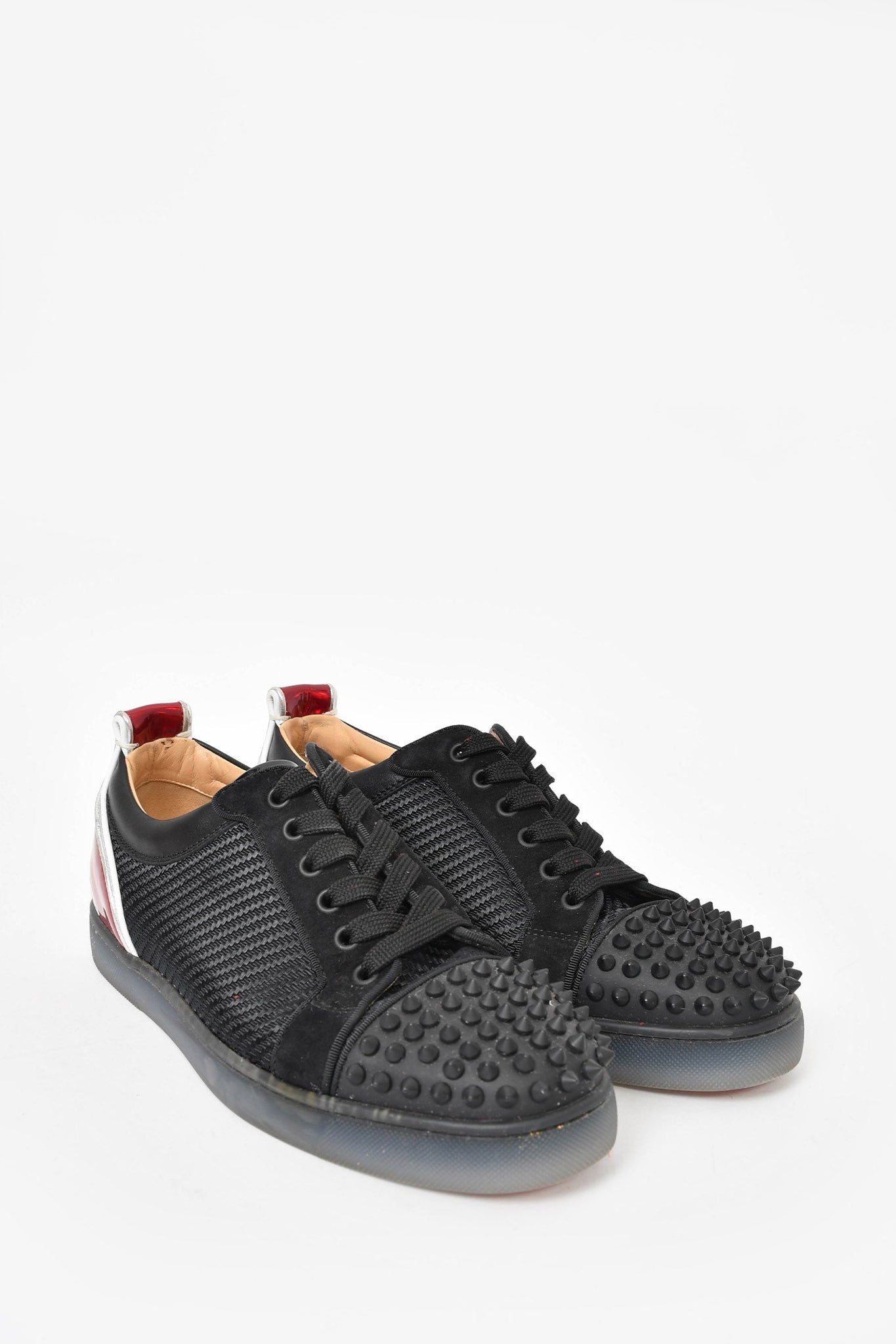 Christian Louboutin Black 'Louis Junior Spike' Sneakers sz 40 Mens