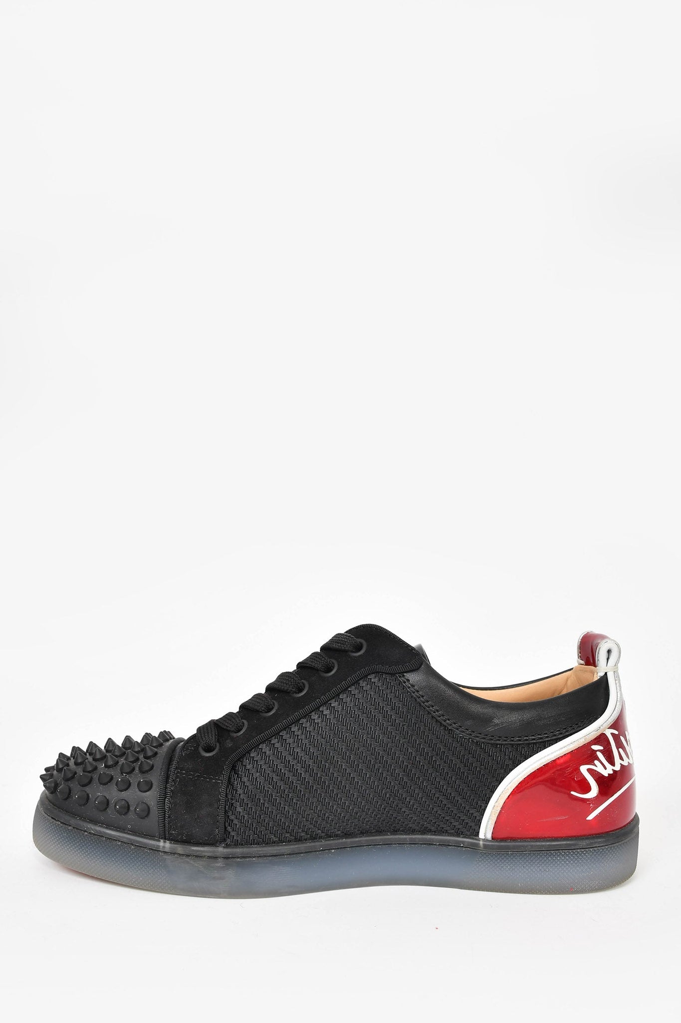 Christian Louboutin Black 'Louis Junior Spike' Sneakers sz 40 Mens