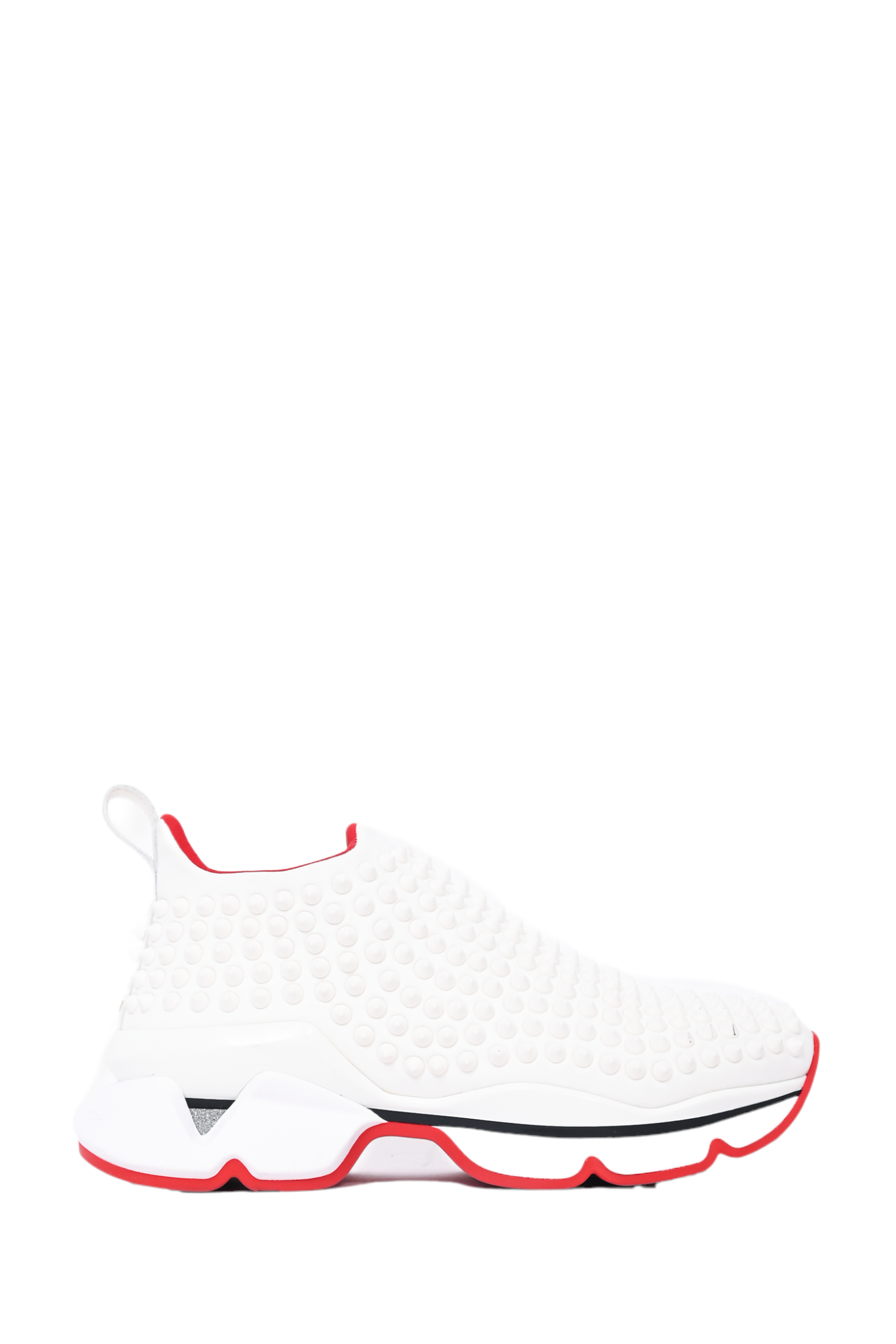 Christian Louboutin White Neoprene Spike Sock Donna Sneakers Size 35