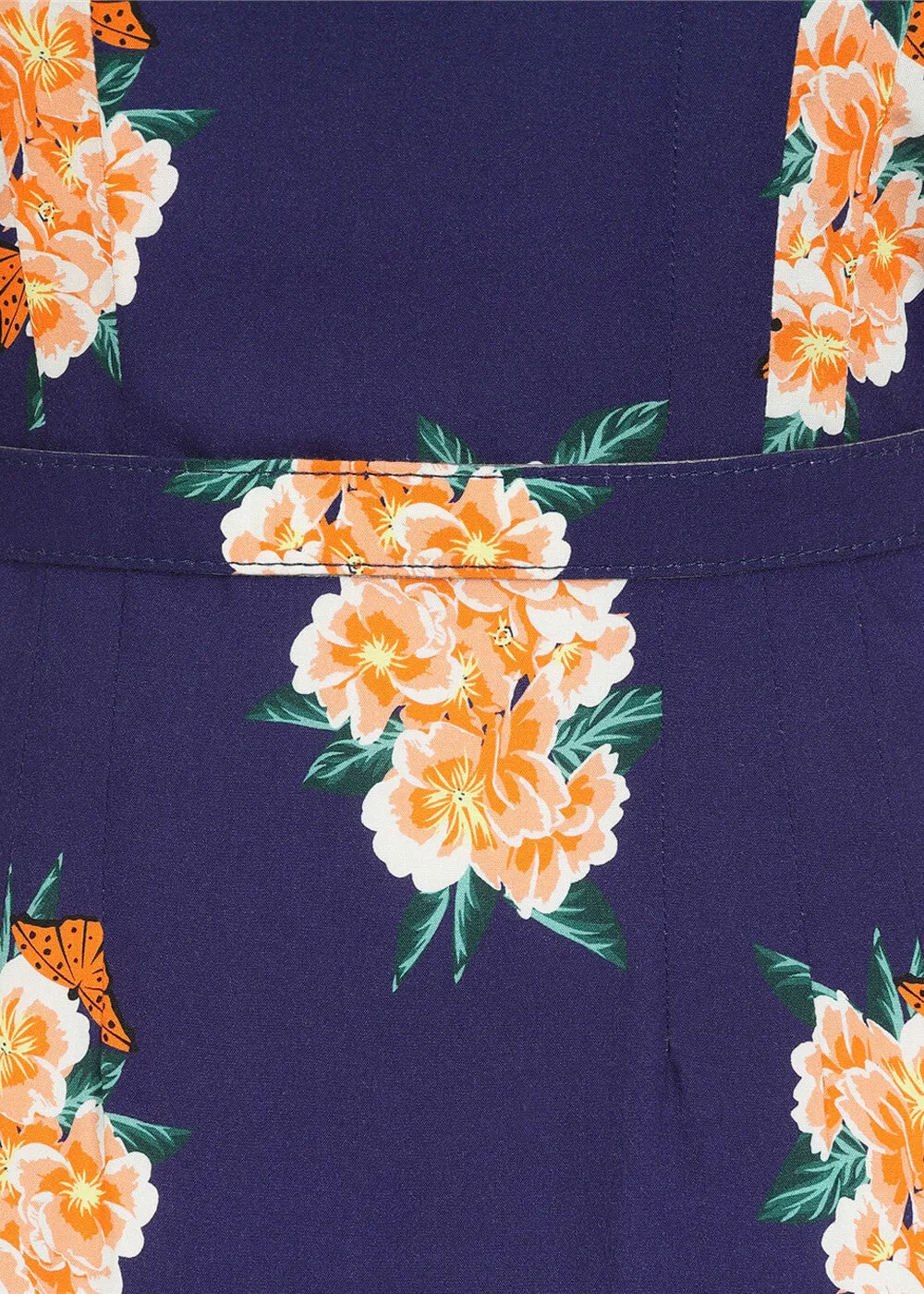 Collectif Alberta Spring Floral 40's Dress Navy