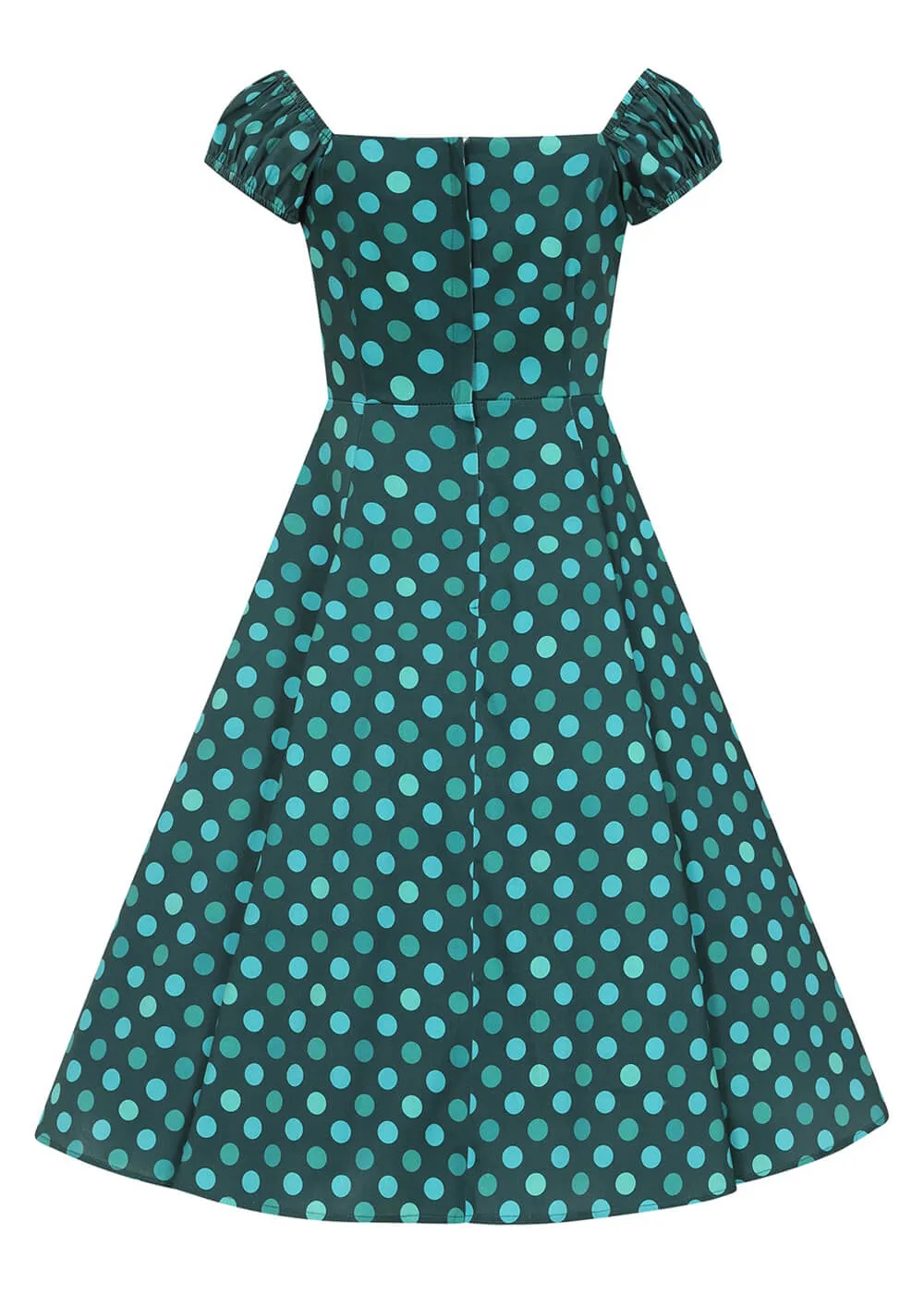 Collectif Dolores Jewel Polka 50's Swing Dress Green