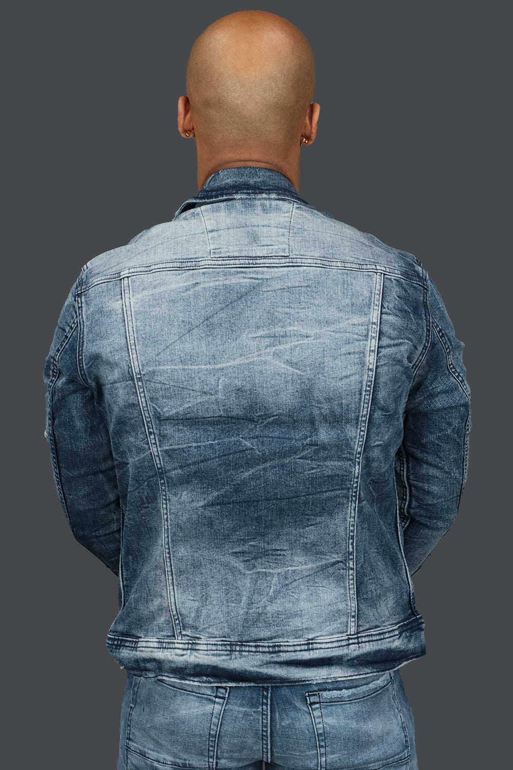 Deep Blue Distressed Denim Jacket | Jordan Craig