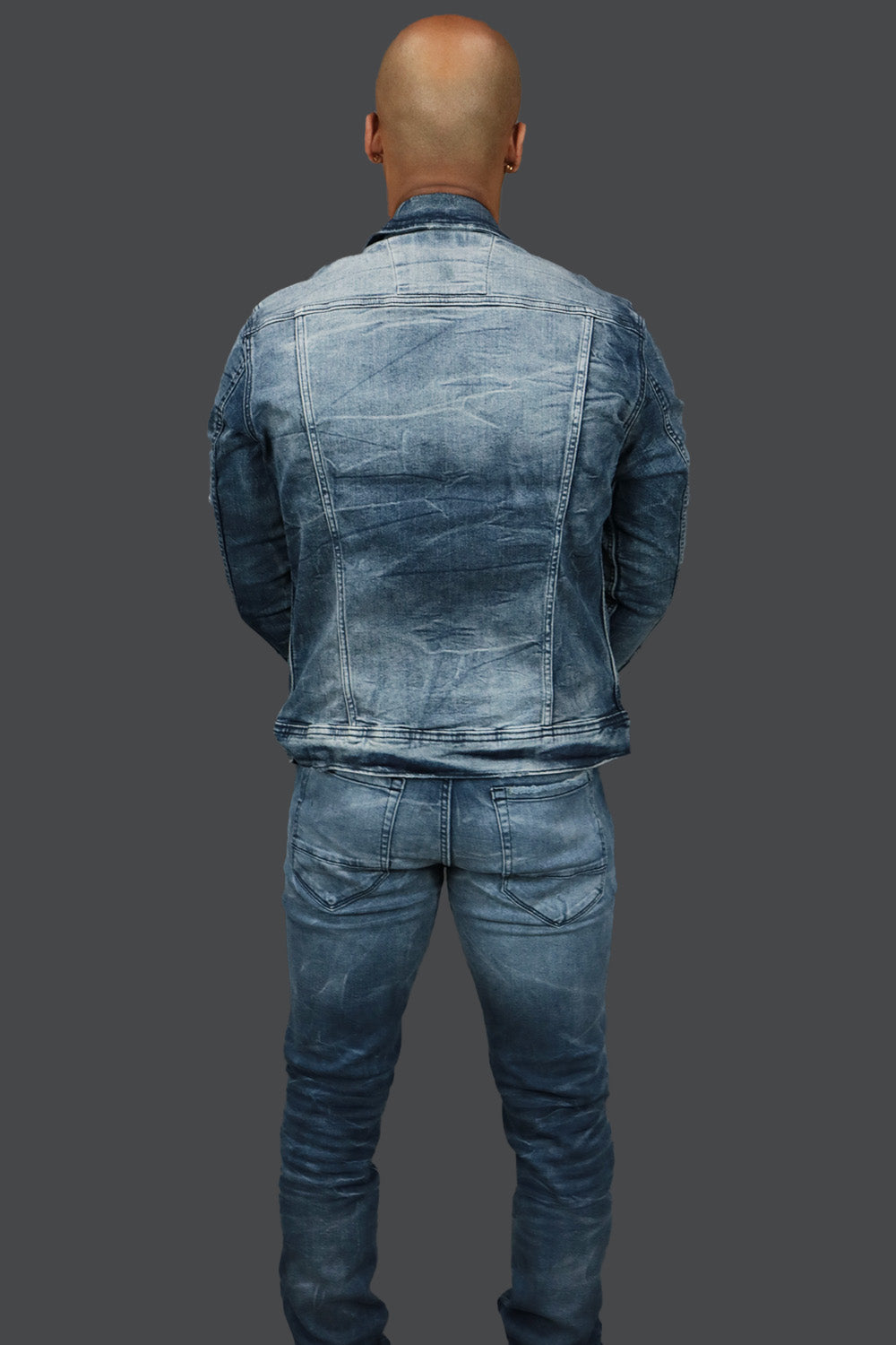 Deep Blue Distressed Denim Jacket | Jordan Craig