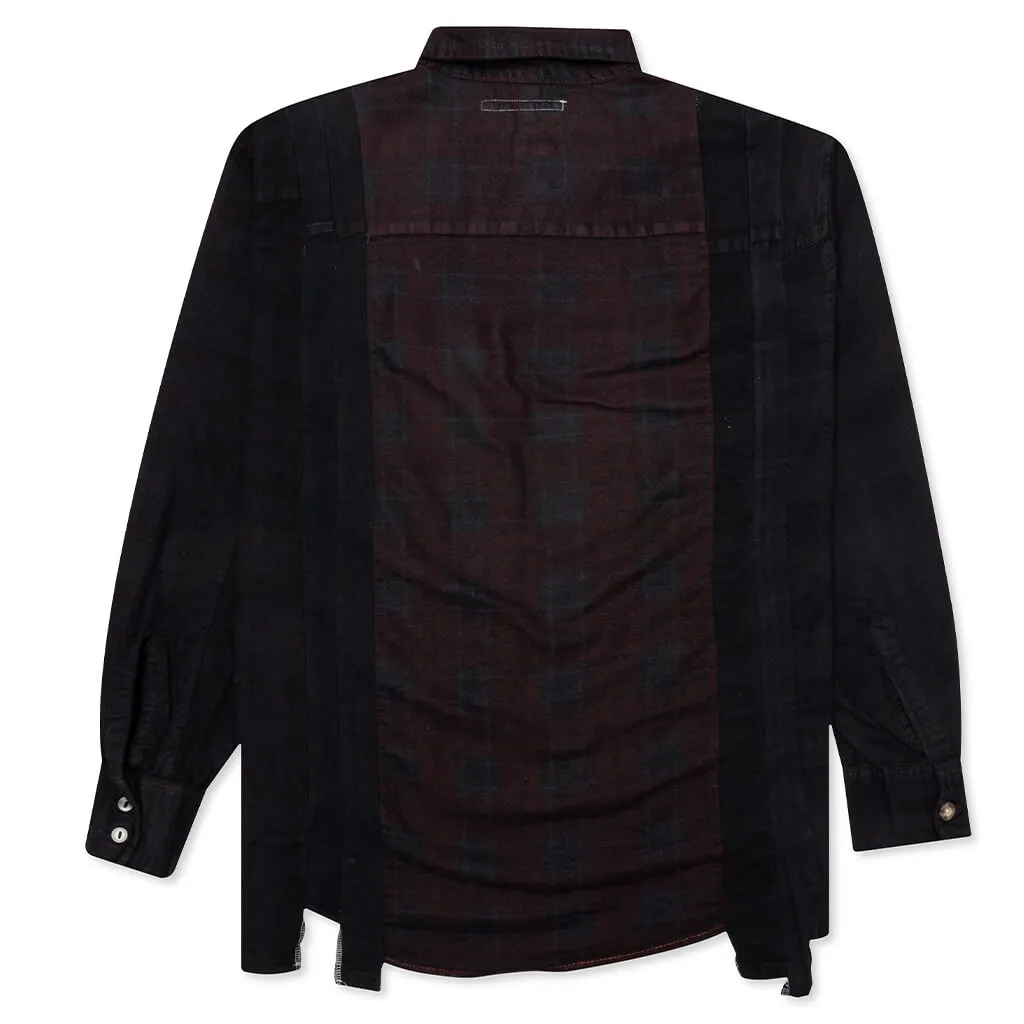 Flannel Shirt 7 Cuts Shirt Over Dye - Black