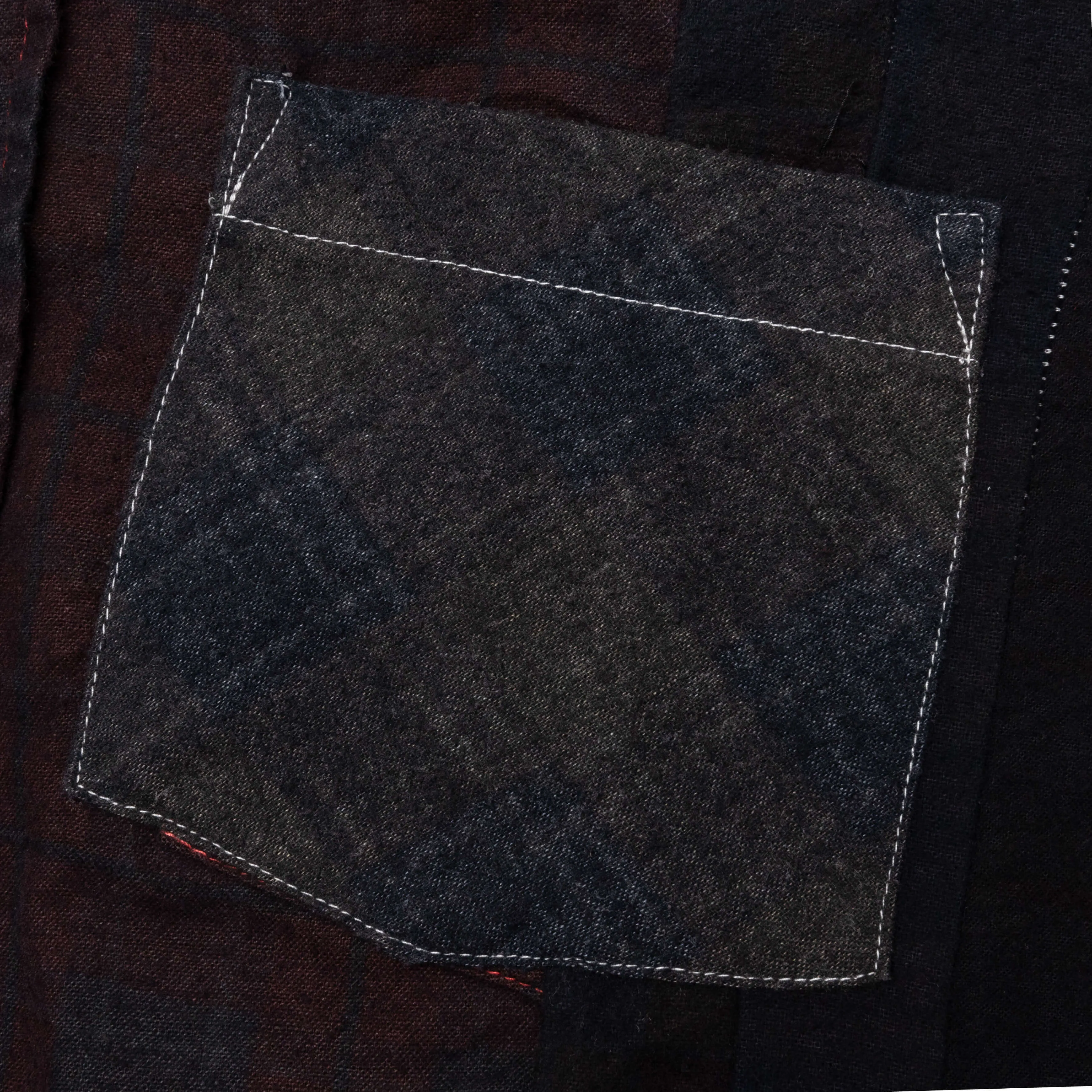 Flannel Shirt 7 Cuts Shirt Over Dye - Black