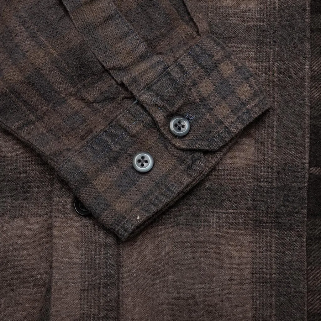 Flannel Shirt 7 Cuts Shirt Over Dye  - Brown