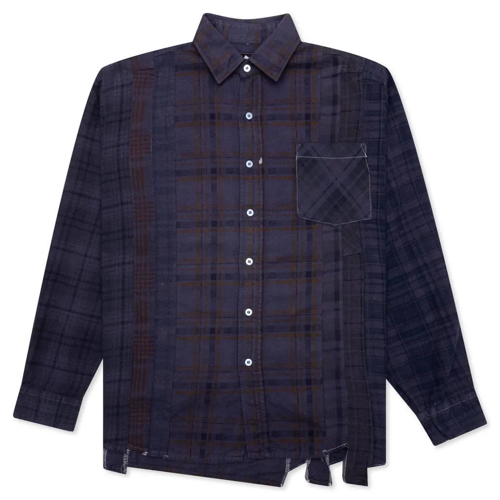 Flannel Shirt 7 Cuts Shirt Over Dye - Purple