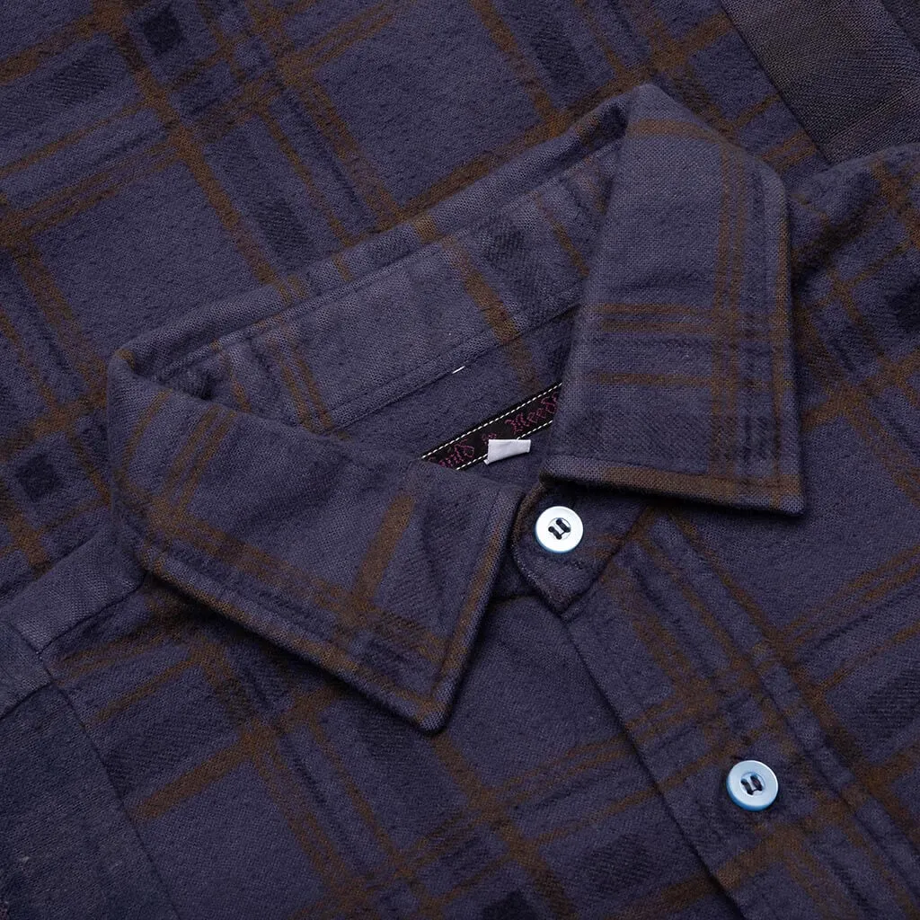 Flannel Shirt 7 Cuts Shirt Over Dye - Purple