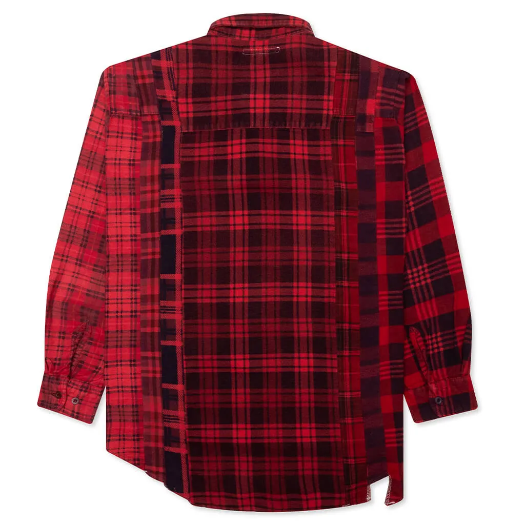 Flannel Shirt 7 Cuts Shirt Over Dye - Red