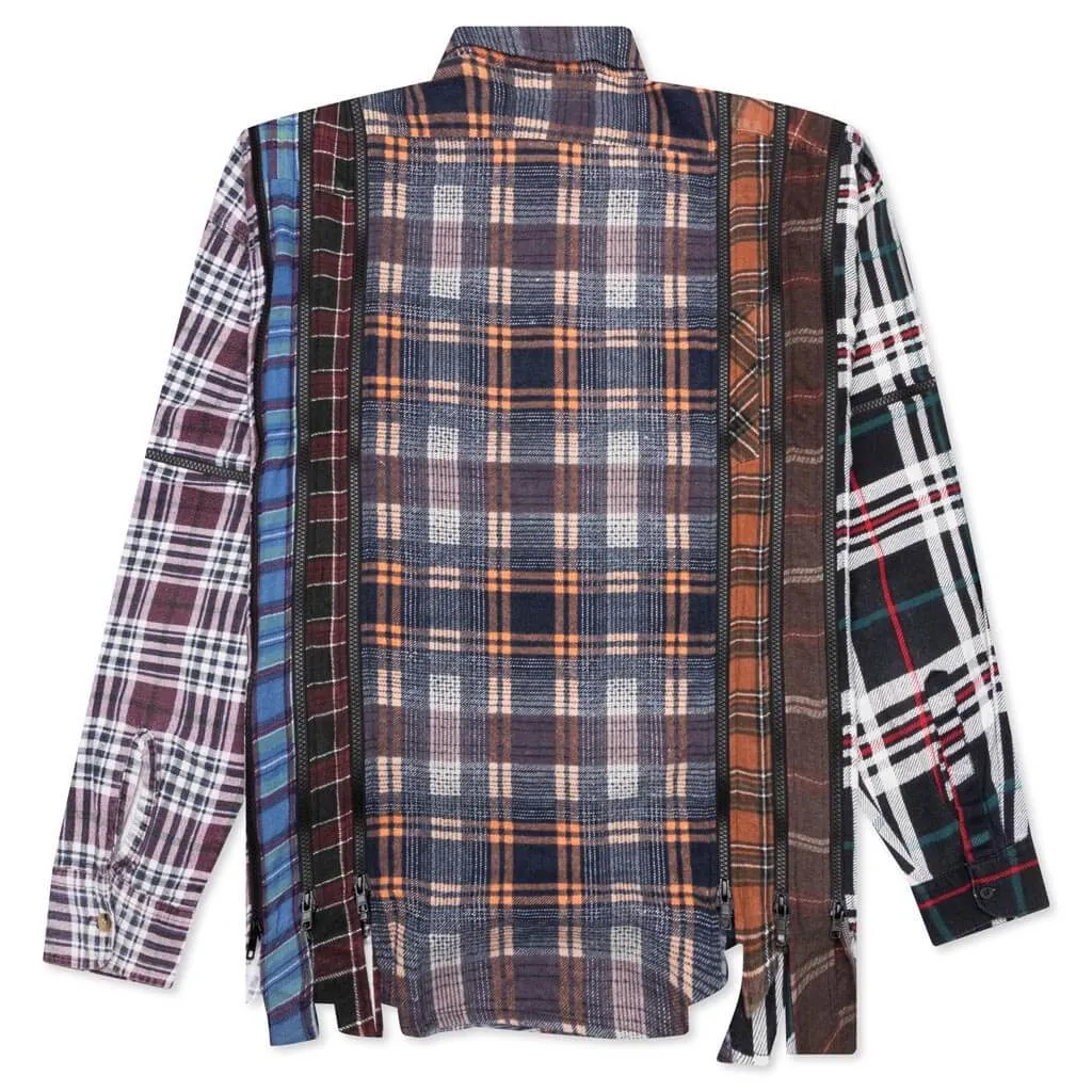 Flannel Shirt 7 Cuts Zipped Wide Shirt - Assorted