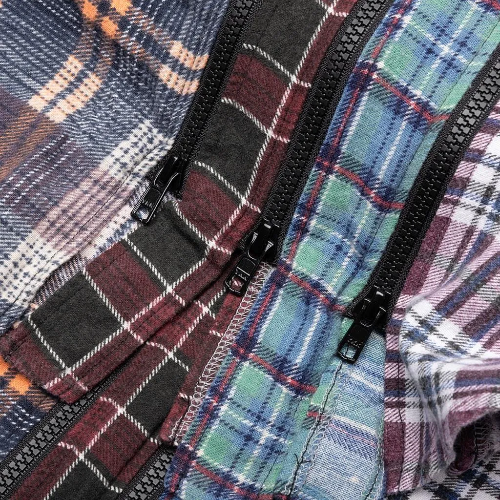 Flannel Shirt 7 Cuts Zipped Wide Shirt - Assorted