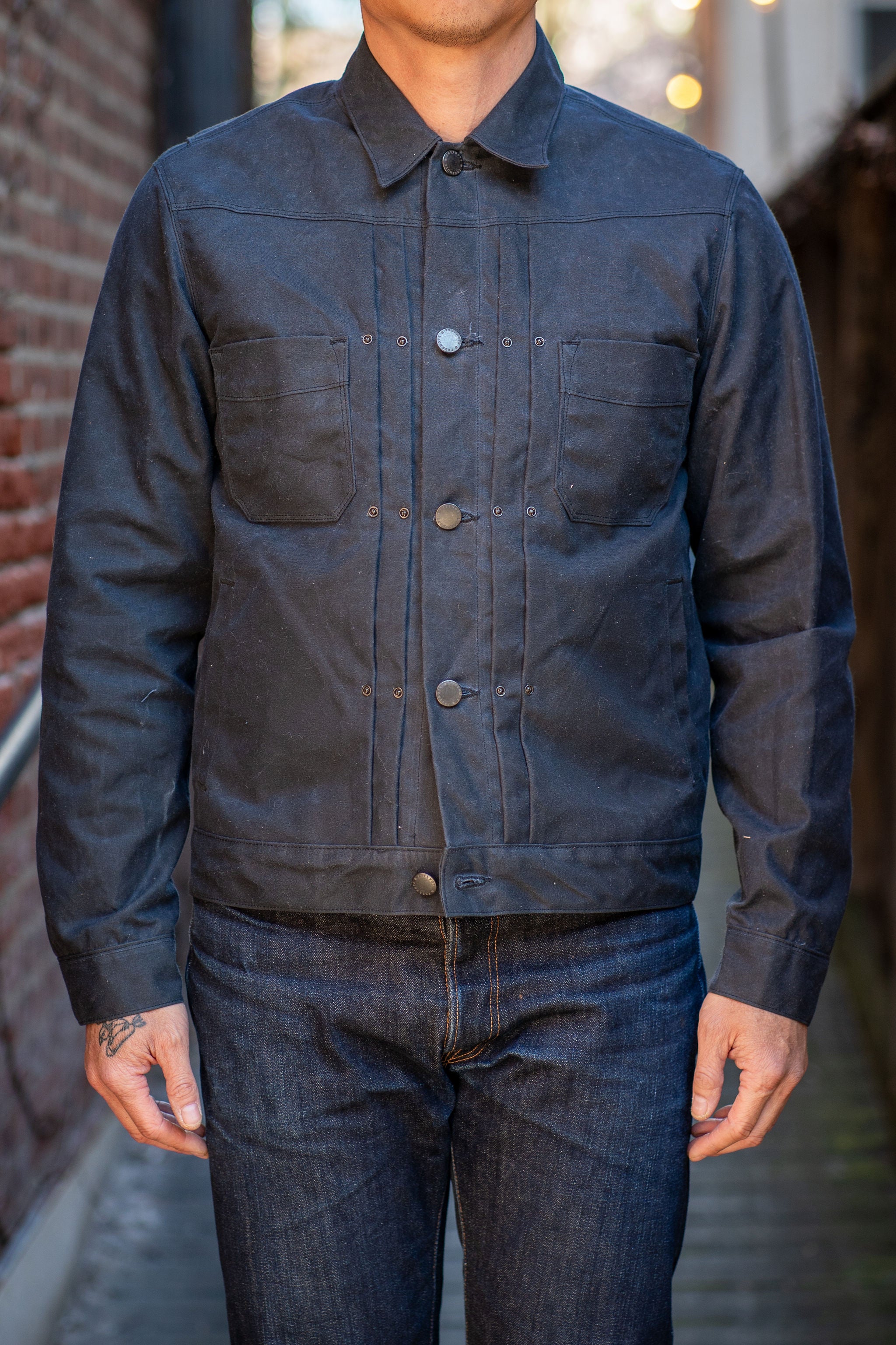 Freenote Cloth Riders Jacket Waxed Canvas - Black