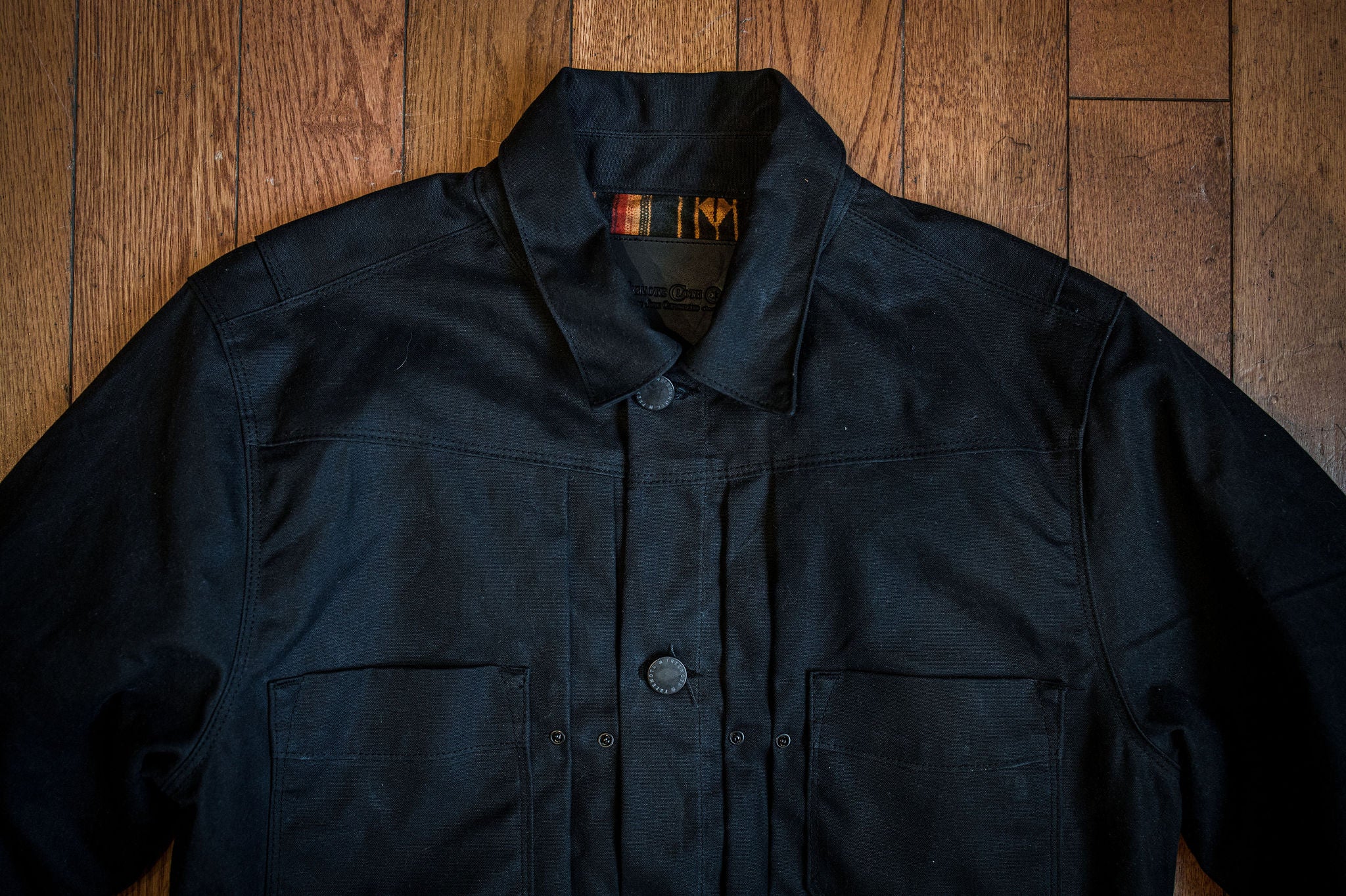 Freenote Cloth Riders Jacket Waxed Canvas - Black