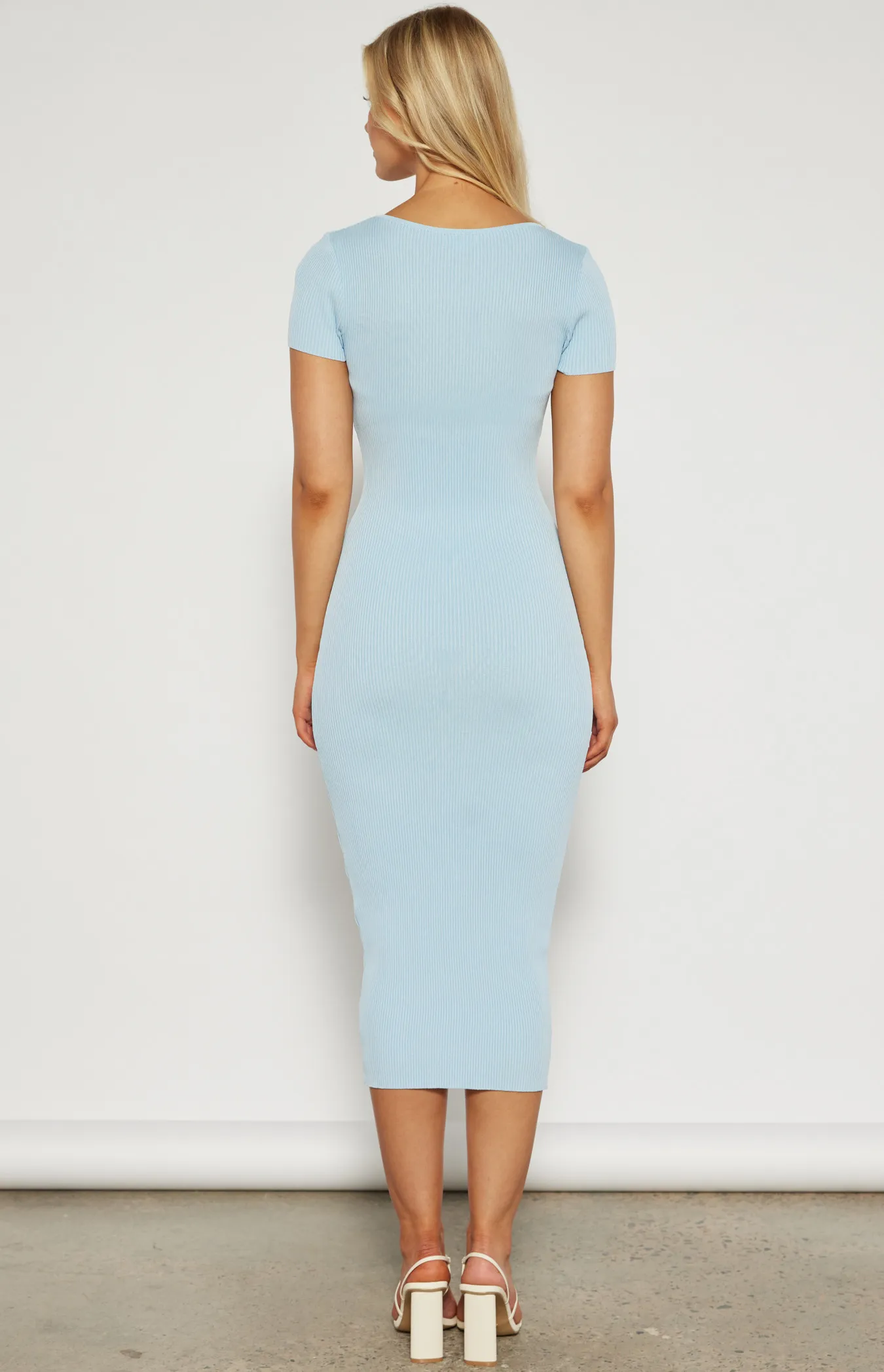 Front Twist Neckline Knit Midi Dress (WKN641)