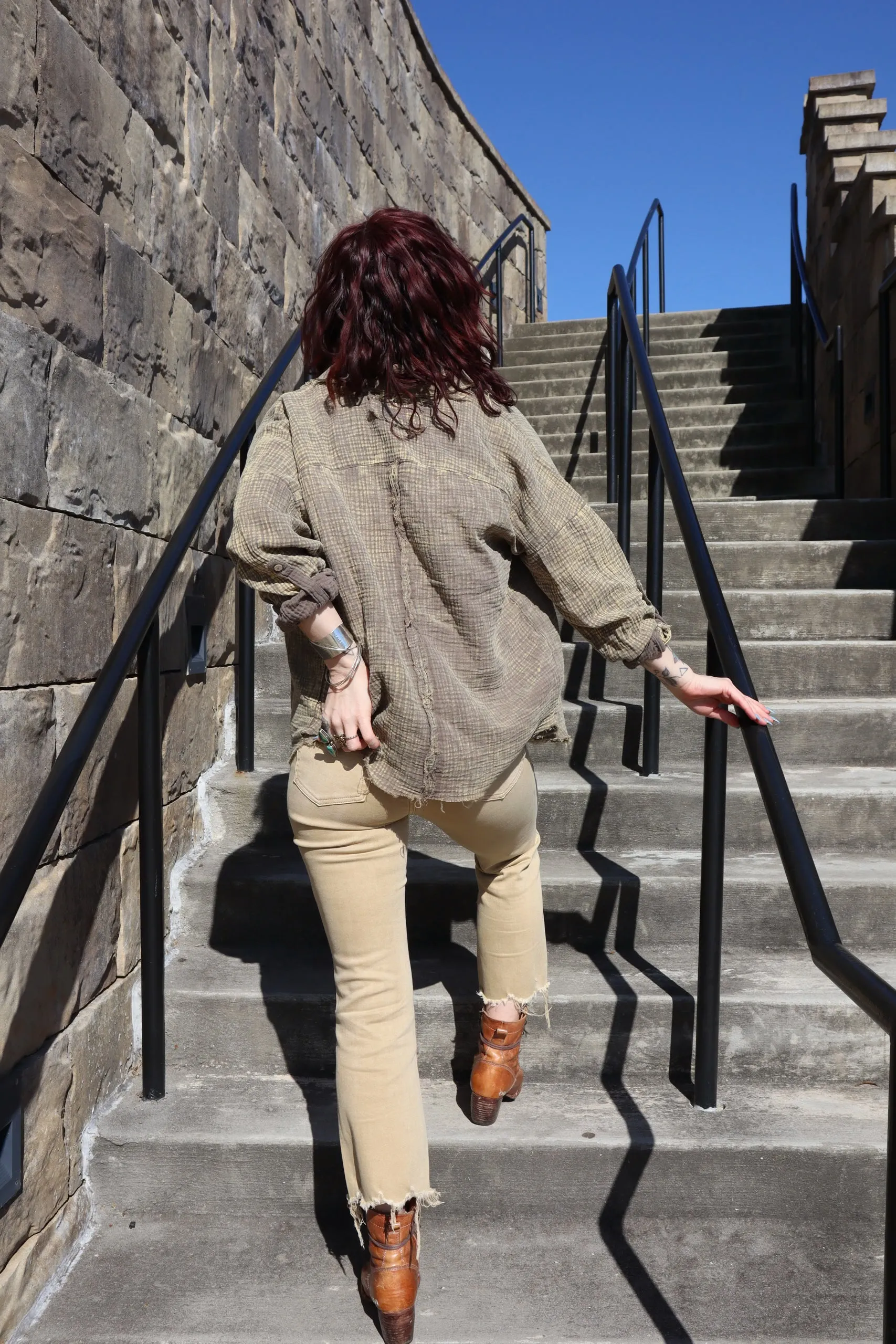 Haley Oversized Raw Edge Shirt Flannel