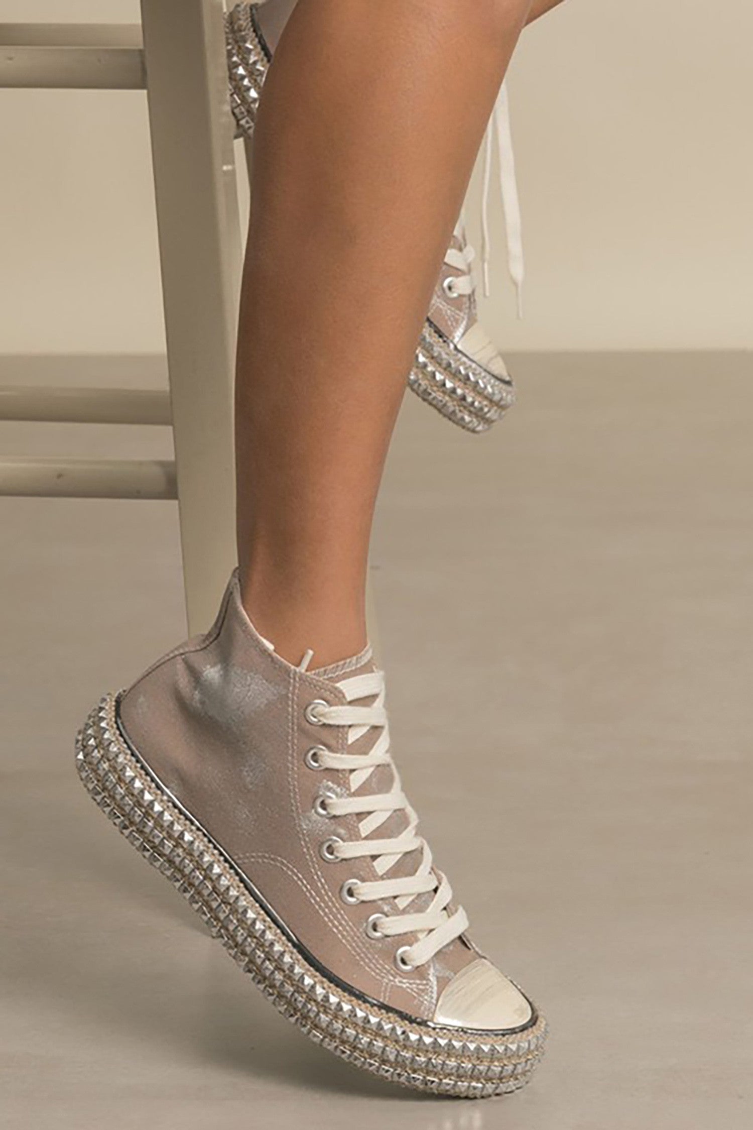 High Top Spike Detail Sneakers