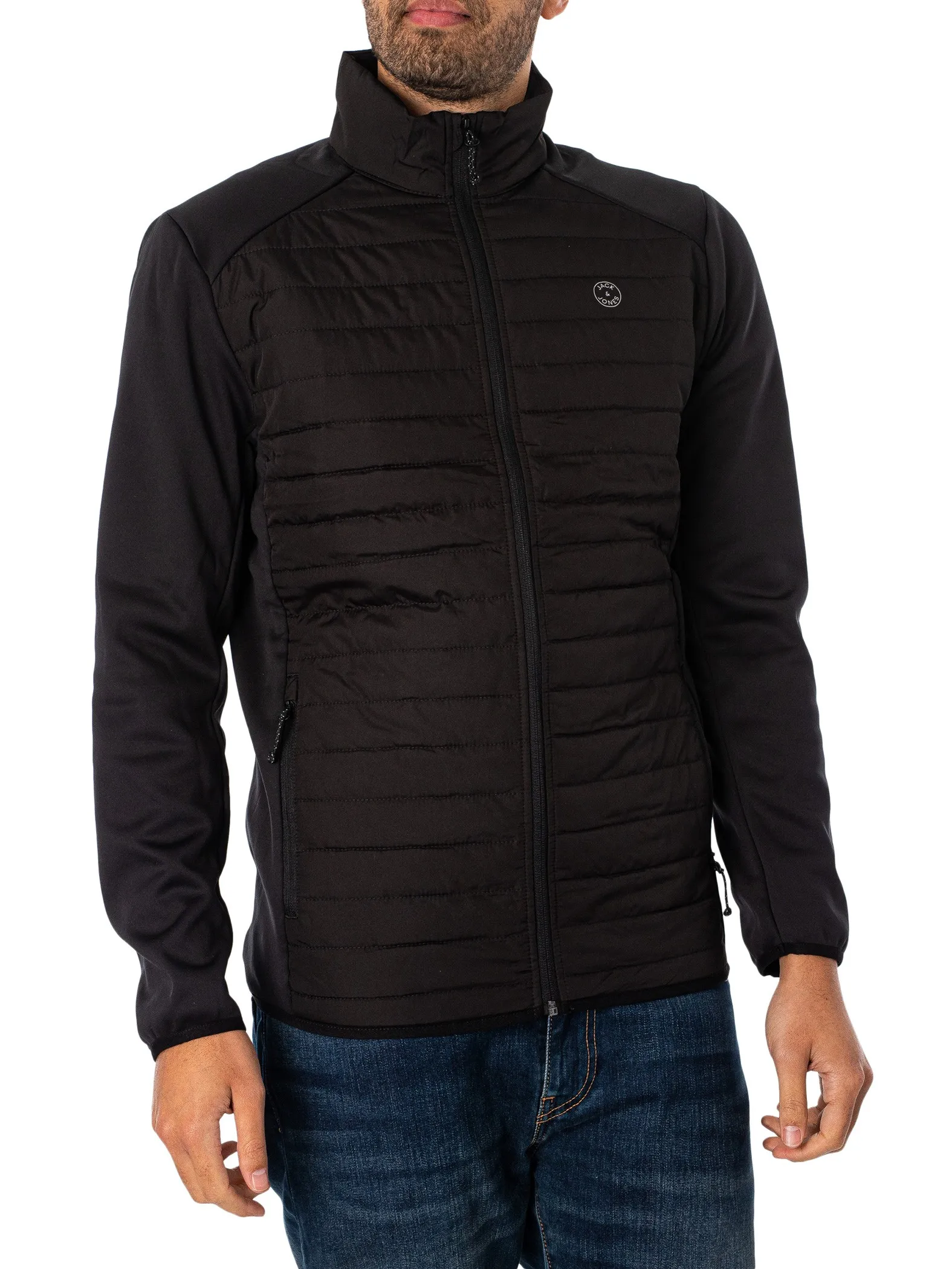 Jack & Jones Multi Quilted Collar Jacket - Black