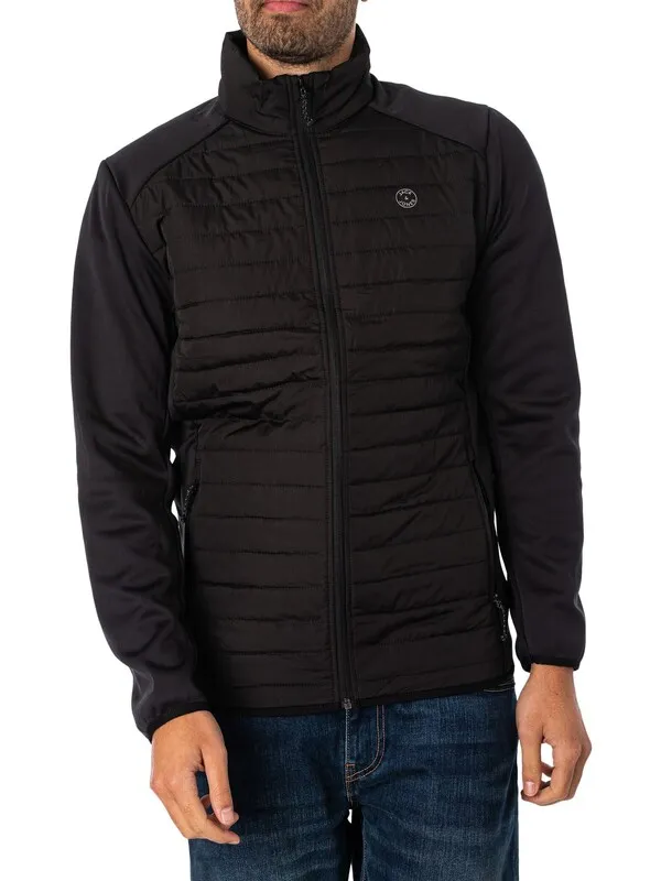 Jack & Jones Multi Quilted Collar Jacket - Black