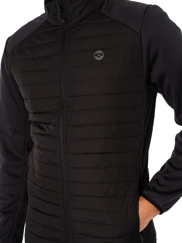 Jack & Jones Multi Quilted Collar Jacket - Black