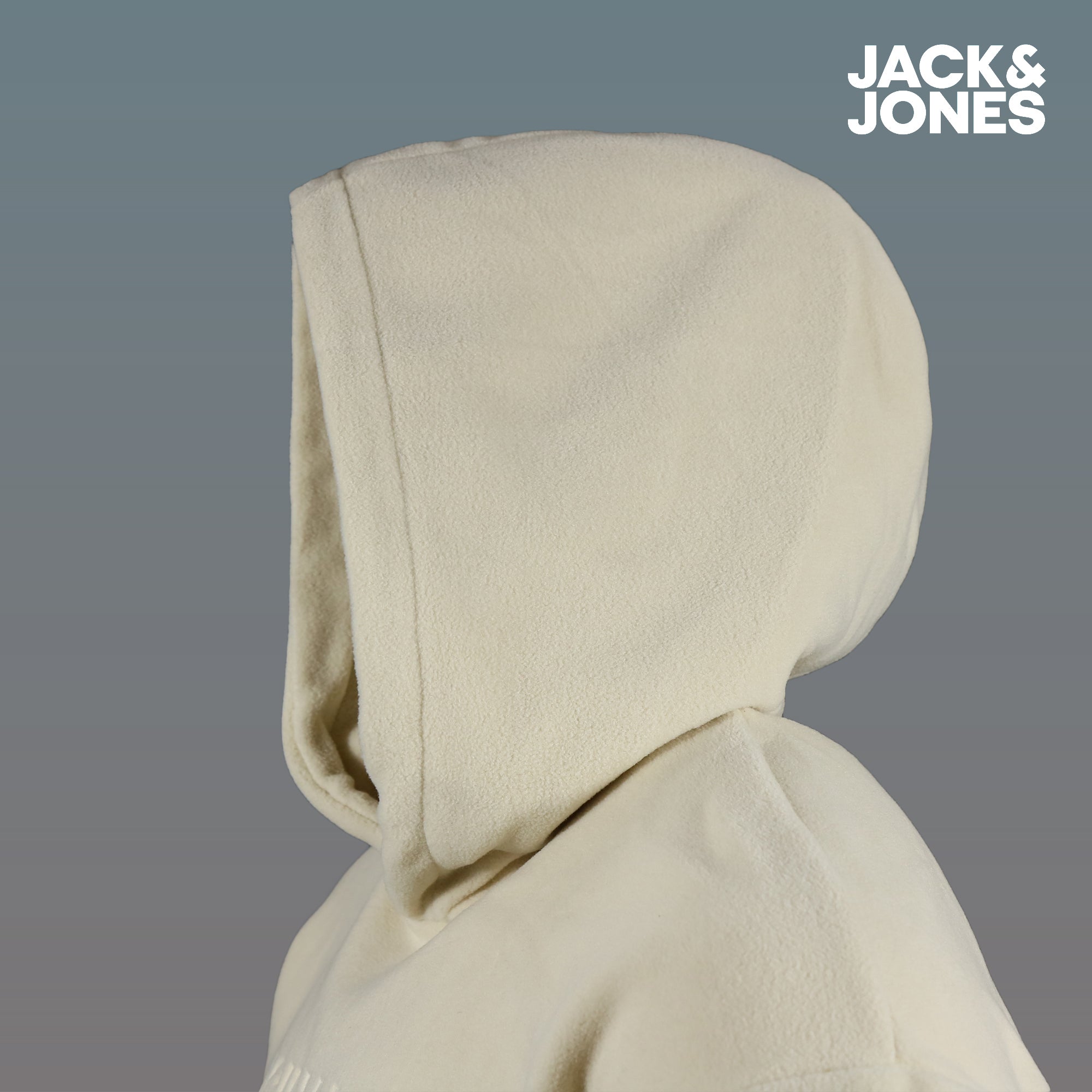 Jacks And Jones Originals Embossed Fleece Moonbeam Pullover Hoodie | Cream Pullover Hoodie