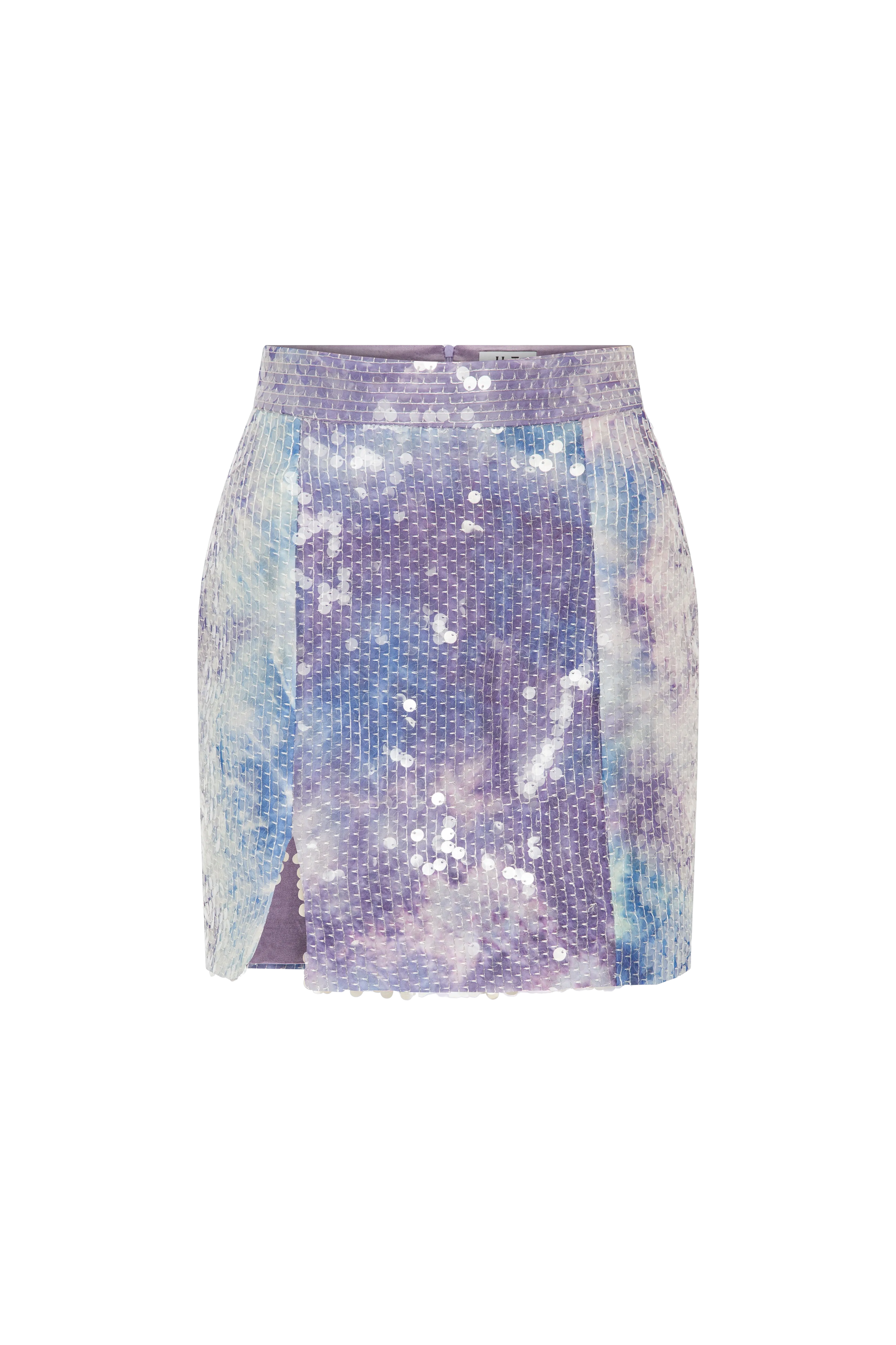 Janine - Silk Sequin Mini Skirt With Front Slit