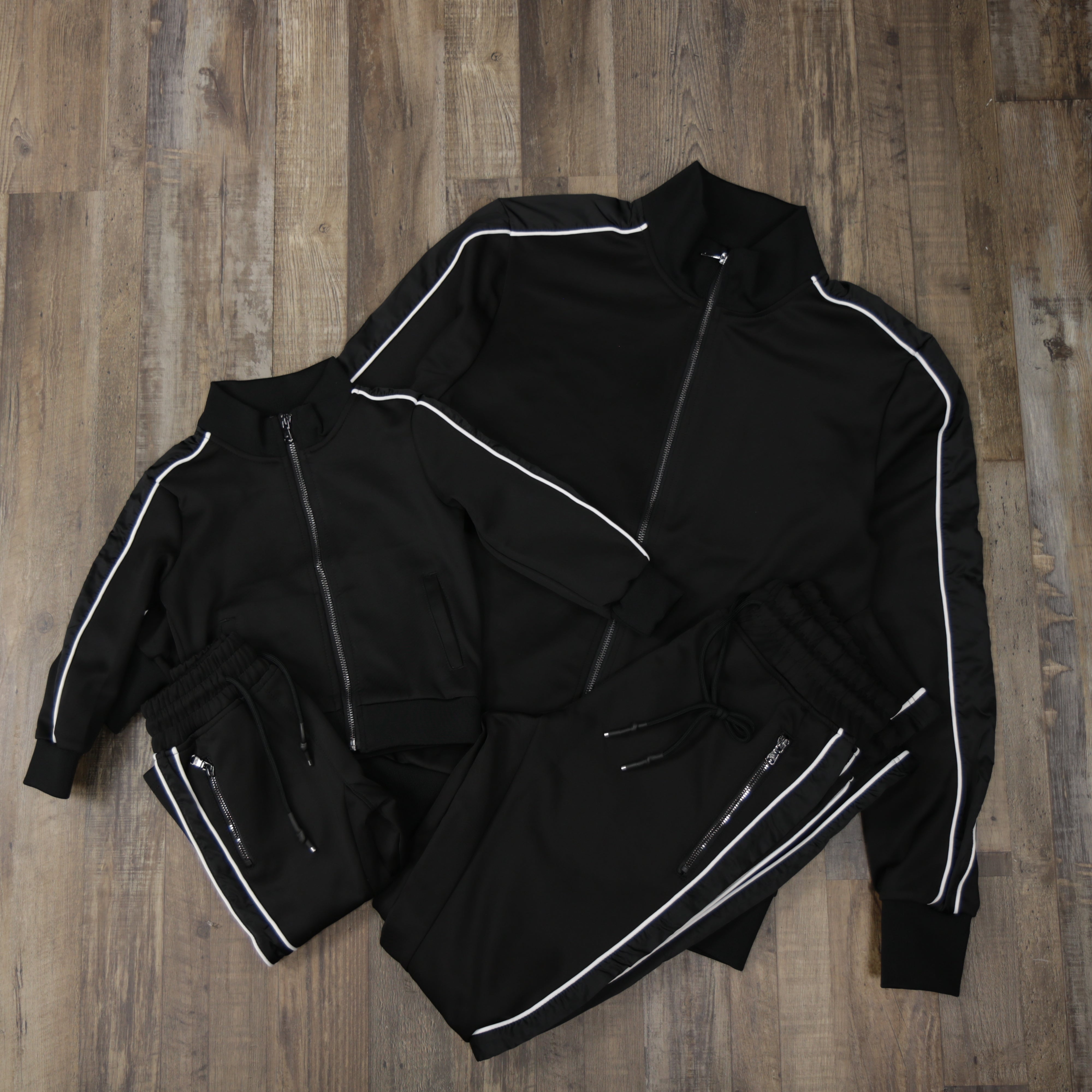 Kid's Black Vintage Running Track Jacket 90s Youth Windbreaker Top