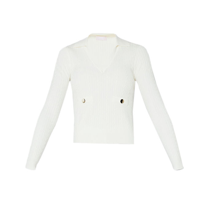 KNIT RIB&TWIST Woman White Wool