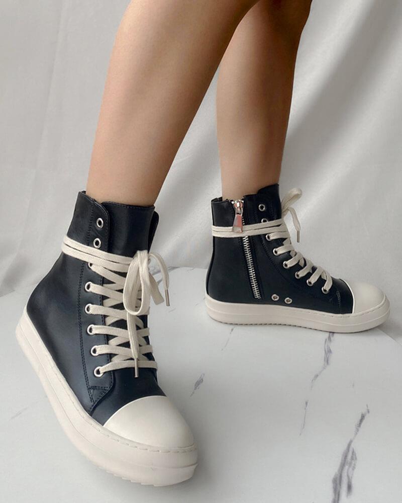 Lace-up Flat Sneakers