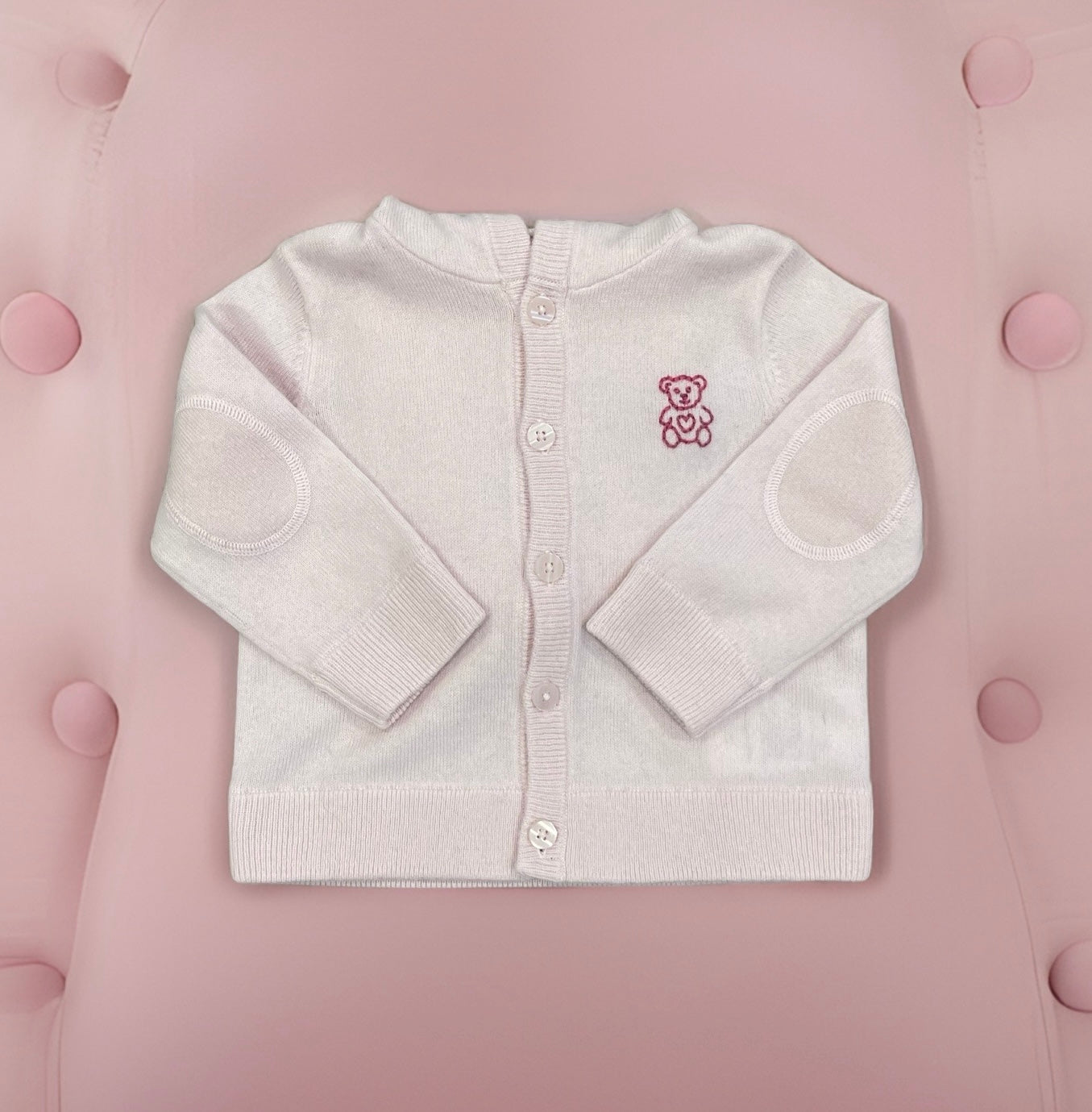 Le Fasheri Pink Cashmere Hand Embroidered Baby Bear Hooded Sweatshirt