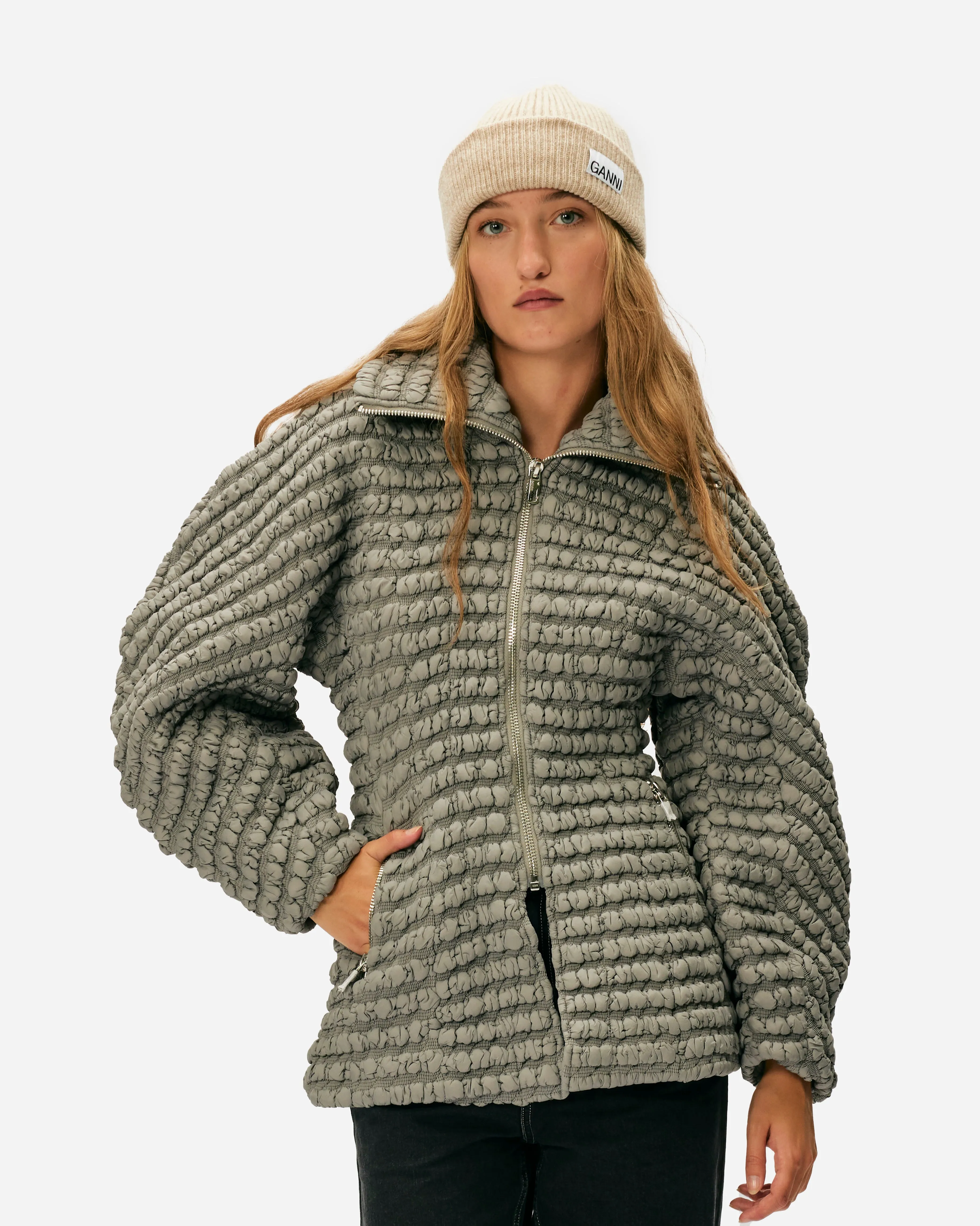 Light Structured Rib Knit Beanie