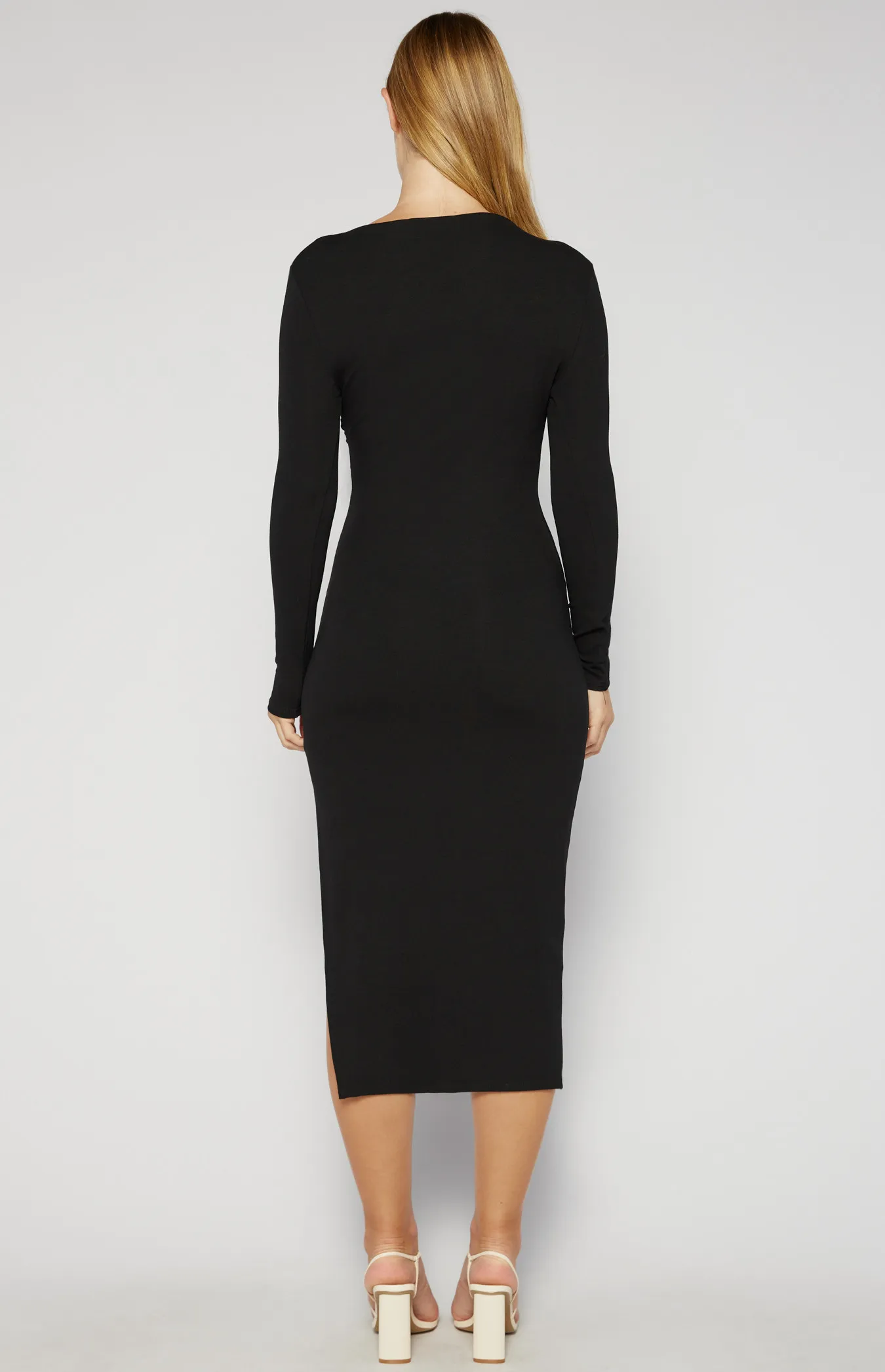 Long Sleeve Ruche Detail Jersey Midi Dress (SDR1550B)