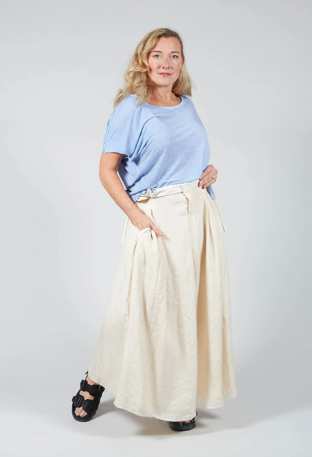 Long Washed Silk Skirt in Tea